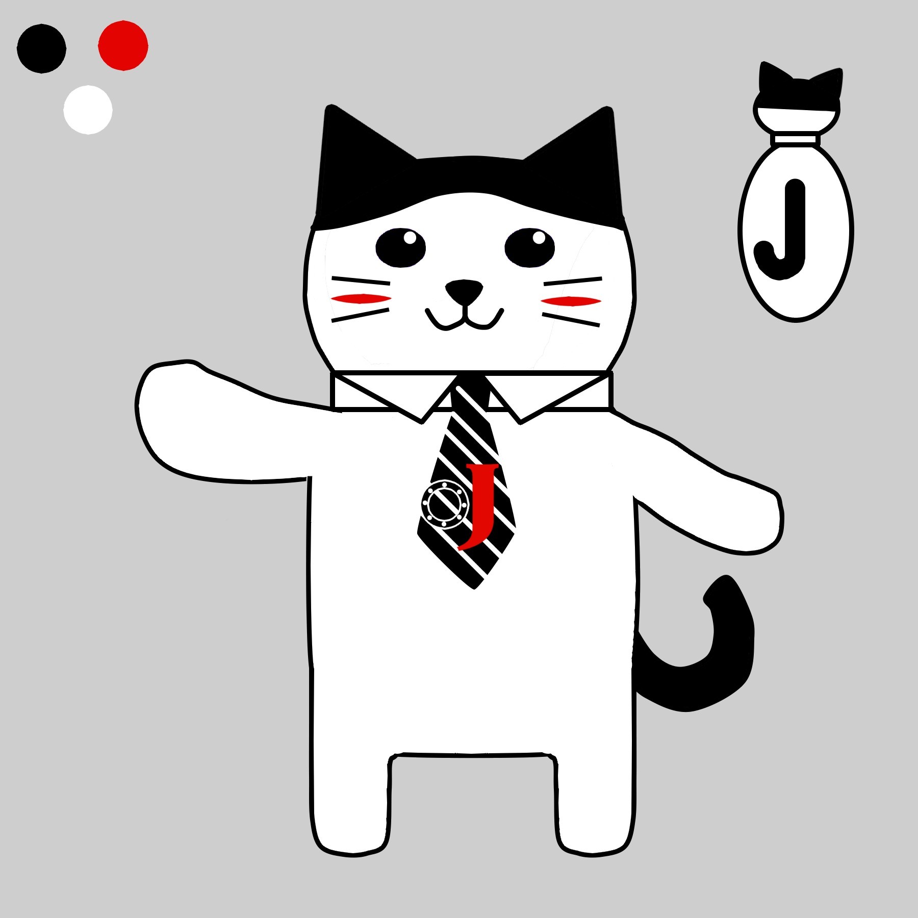 ジェイテクト様マスコットキャラクターデザイン（ロゴカラー白猫ver