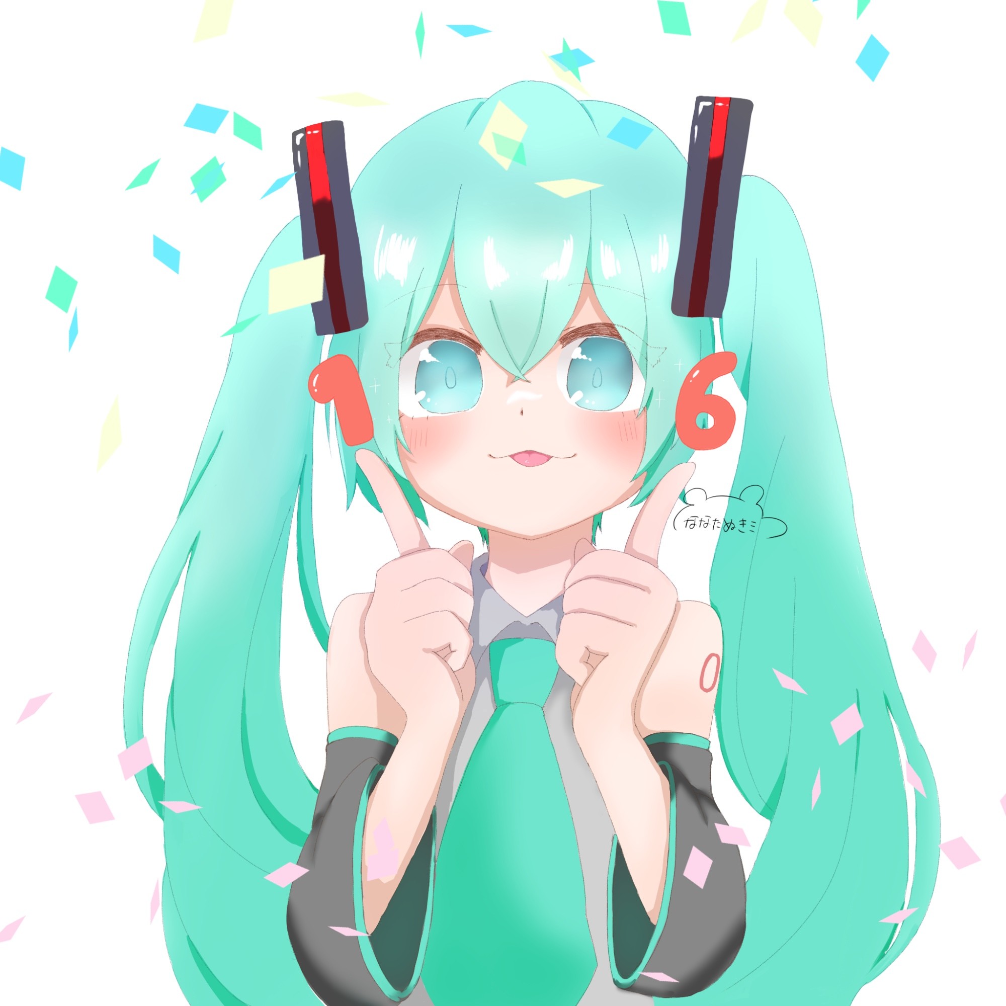 初音ミクちゃん お誕生日記念イラスト - GENSEKI