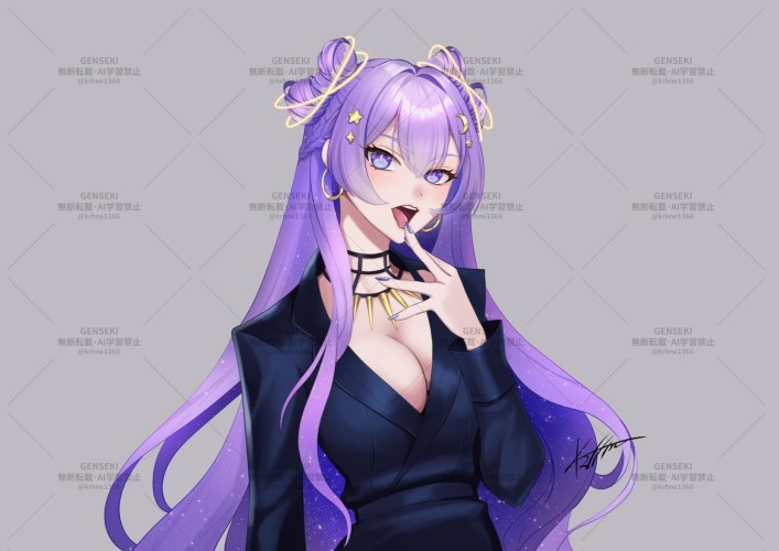 シーグラスアート 狐の女の子♪〜パープルver.〜 背のび妖狐 紫煙 紫狐 妖狐 ニ尾 羊毛フェルト アートドール 狐